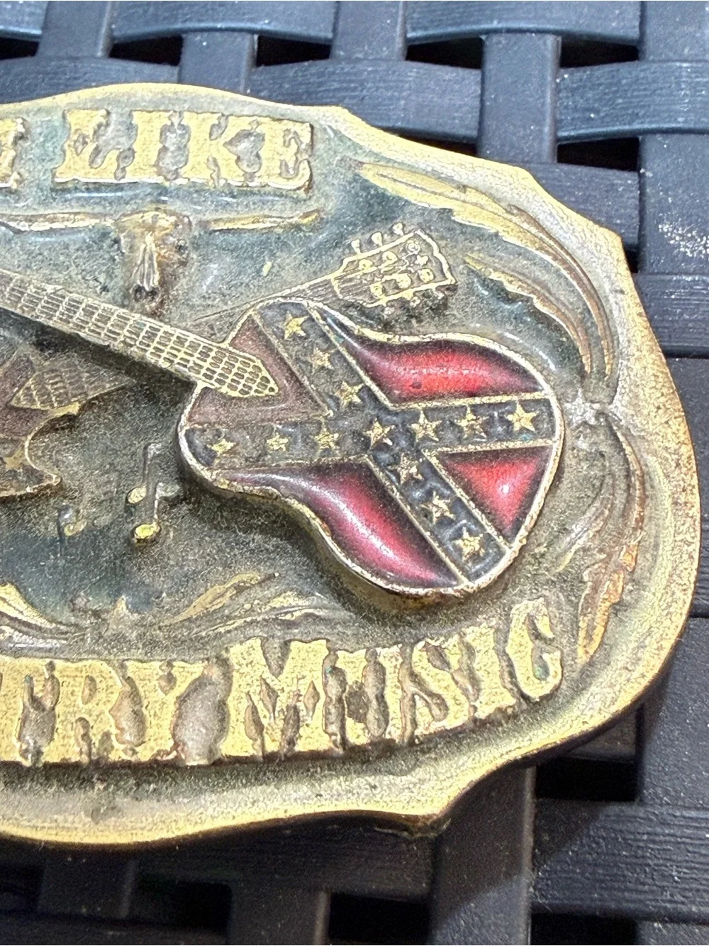 Vintage 1987 Great American Buckle Co I Like Country Music Belt Buckle USA #1853